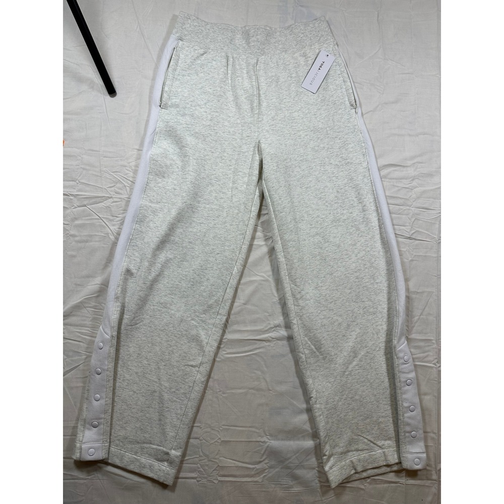 Yogalicious Cloud Plush Sanctuary Pant Heather Grey Wide Leg Snap Button Large - Picture 2 of 9